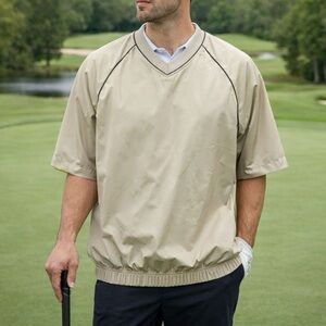 FJ Footjoy Shirt Mens‎ Size Large Beige Wind Performance Pullover Golf